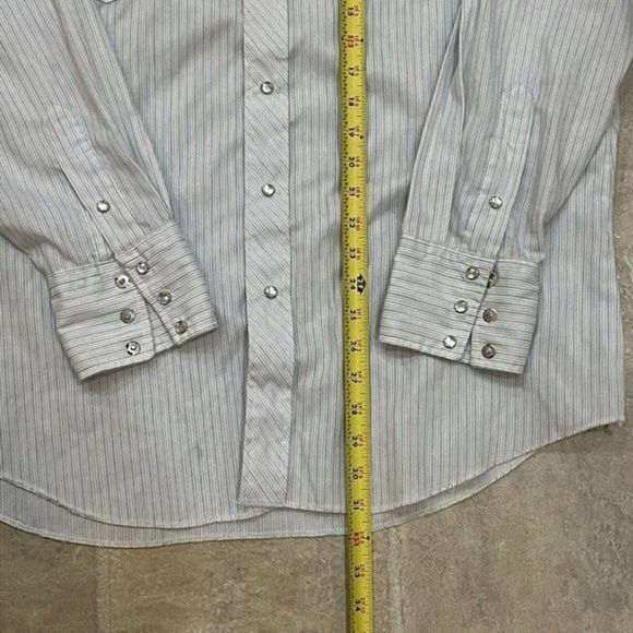 Vintage Karman Mens‎ Shirt Long Tail 17-37 Pearl Snap Striped Long Sleeve EUC - Picture 6 of 8